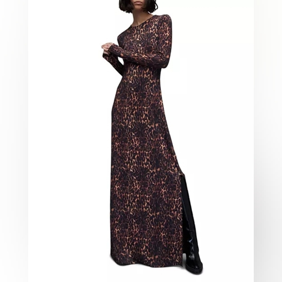 All Saints Dresses & Skirts - NWT AllSaints Katlyn Anita Leopard-Print Long Sleeve Maxi Dress, Size 4